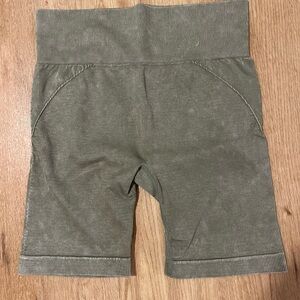 Olive Green Ribbed Shorts